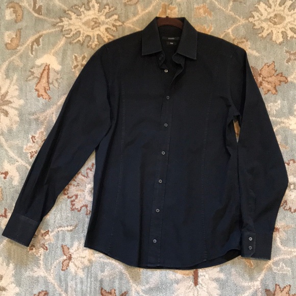 Gucci Solid Black Dress Shirt Size 42 / 16,5 U.S. Fitted